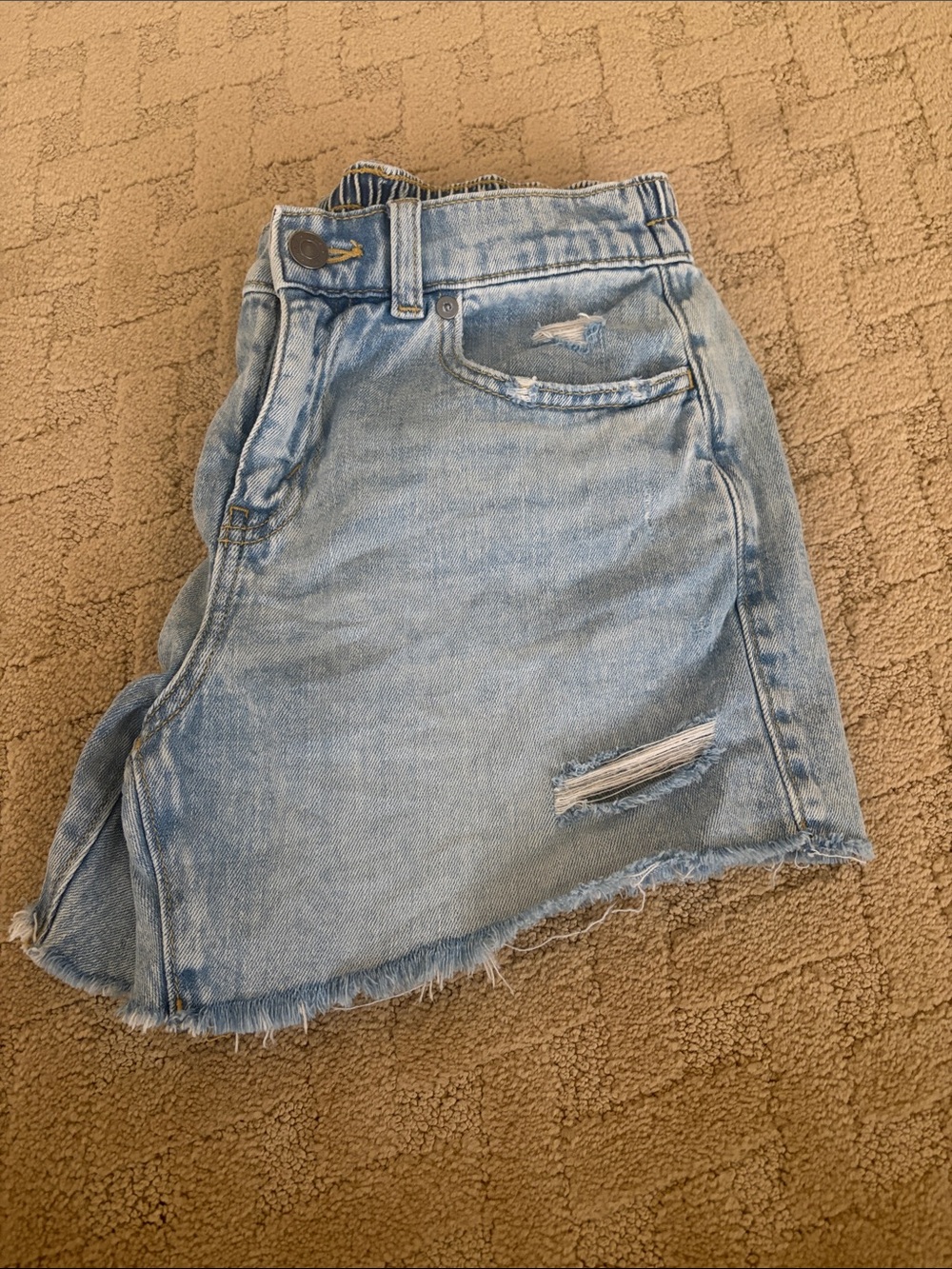 aerie Light Blue Distressed High-Rise Denim Shorts